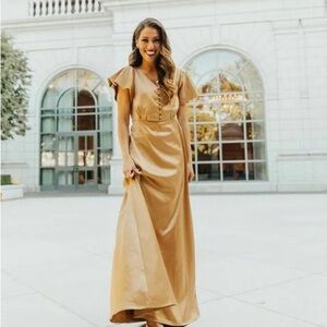 NWT Long Gold Button Dress